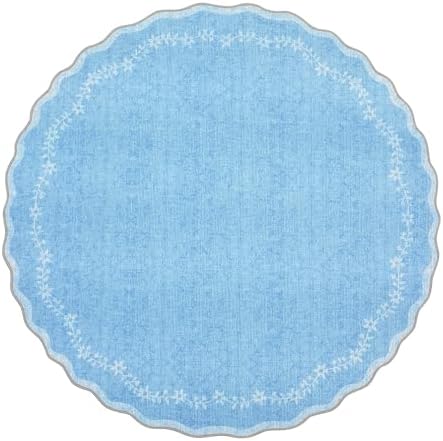 GarveeHome Round Rugs 6ft Scalloped Washable Circle Rug for Dining Room - Image 6