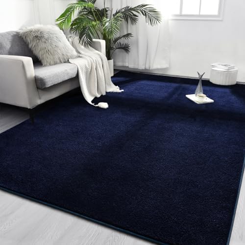 FlyDOIT Area Rugs for Bedroom Living Room, 5x8 Navy Blue Super Soft Comfy Thickened Memory-Foam Indoor Carpets, Modern Aesthetic Minimalist Carpet for Boys Girls Adults Apartment Nursery Home Décor by FlyDOIT