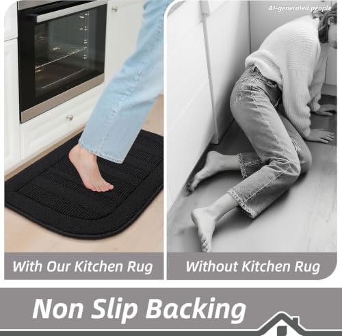 BEQHAUSE 24x36 Inch Kitchen Rugs Non Slip Washable Kitchen Sink Rug, Black - Image 6