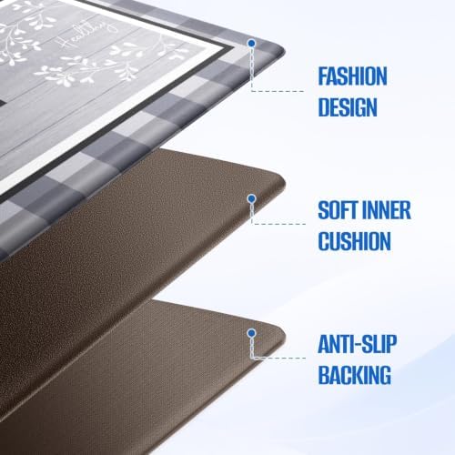 Kitchen Mats 2PCS, Anti Fatigue Rugs, 17.3x30+17.3x47.2in, Grey - Image 4