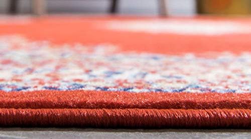 Unique Loom Reza Collection Traditional Persian Style Area Rug, 5 x 8 ft, Terracotta/Ivory - Image 4