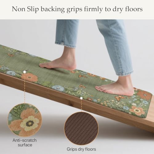 GENIMO Anti Fatigue Kitchen Mats for Floor 2PCS,Standing Rugs,Natural Green - Image 3