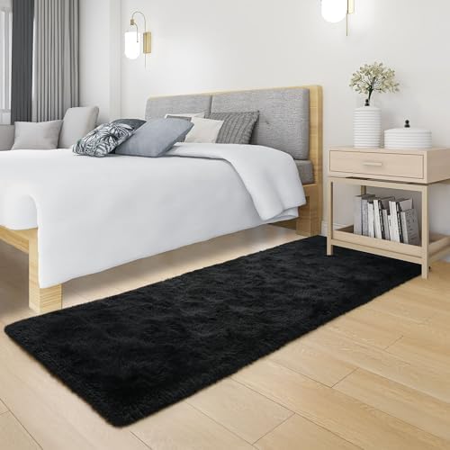 Tepook Black Soft Runner Rugs for Bedroom 2x6 ft with Rubber Backing - Image 4