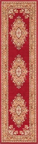 Unique Loom Reza Collection Traditional Persian Style Area Rug, 2 ft 7 in x 10 ft, Burgundy/Ivory - Image 3