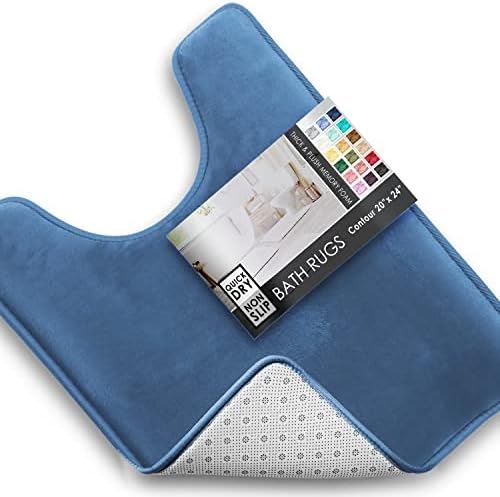 Clara Clark Bathroom Rugs, Velvet Memory Foam Bath Mat, Non-Slip, Machine Washable Bath Rugs - Dries Quickly, Ultra Soft Plush Bath Mats for Bathroom, 20 x 24, Calm Blue by ClaraClark