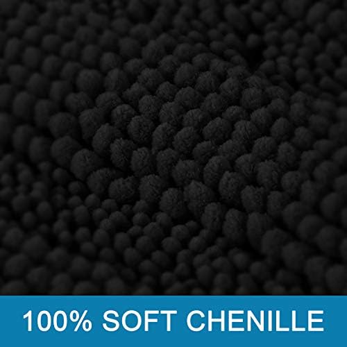 H.VERSAILTEX Bathroom Rugs Bath Rug Set 2 Piece Bathroom Contour Rug Toilet Mat Sets Non Slip Contour Bath Rug Set Ultra Thick Water Absorbent Striped Washable(20" x 32" Plus 20" x 20" U, Black) - Image 3