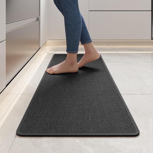 YDKGL Kitchen Rugs Kitchen Mats for Floor Non Slip Washable Black 17"x47" by YDKGL