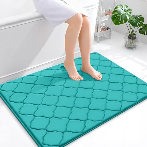 OLANLY Memory Foam Bath Mat Rug 40x32, Ultra Soft Bathroom Rugs, Teal by OLANLY