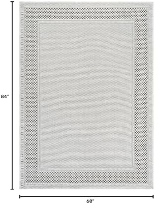 CAMILSON Easy Jute Rug 5x7, Indoor Outdoor Off-White Color Fiber Area Rugs for Living Room Patio and Kitchen Rug Bordered Boho Woven Design, Easy-Cleaning, Washable Outside Carpet (5 x 7) - Image 2