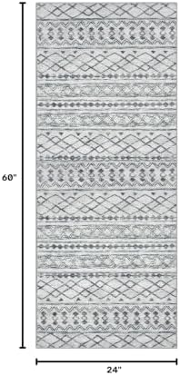 KUTA Boho Washable Runner Rug 2x5 ft Grey Moroccan Runners for Hallways - Image 2