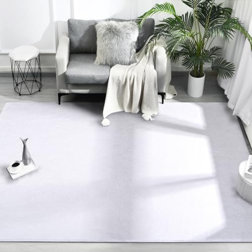 FlyDOIT Area Rugs for Bedroom Living Room, 6x9 White Super Soft Comfy Thickened Memory-Foam Indoor Carpets, Modern Aesthetic Minimalist Carpet for Boys Girls Adults Apartment Nursery Home Décor - Image 2