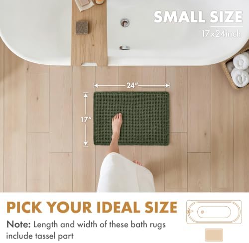 MIULEE Christmas Hunter Green Set of 2 Waffle Bathroom Rugs 17x24 Inch - Image 2