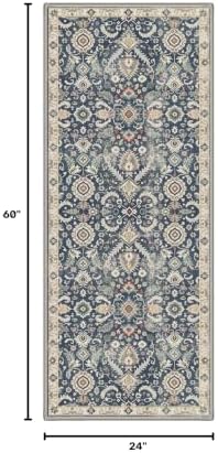 Bavni 2X5 Washable Hallway Runner Rug, Boho Floral Non Slip - Image 2