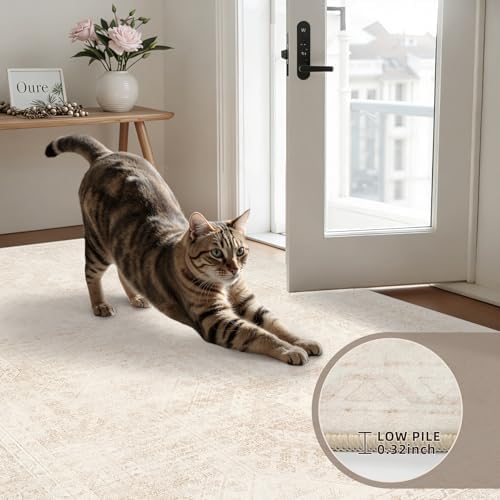 2x6 Hallway Washable Runner Rug: Neutral Kitchen Carpet Beige - Image 5