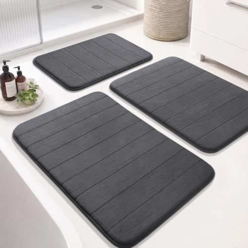 Yimobra 36"x24" + 31.5"x20" + 17"x24" Memory Foam Bath Mat Set 3 Pieces by Yimobra