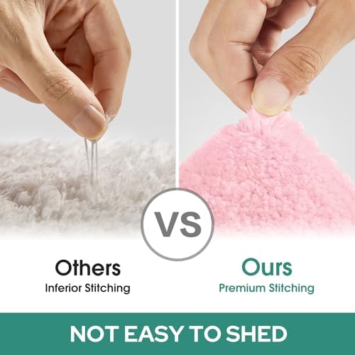 HOMEIDEAS Light Pink Microfiber Bathroom Rugs Set of 3, Non Slip Bath Mats - Image 6