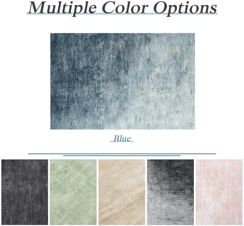 10x14 Washable Area Rug, Blue Solid Area Rugs for Living Room & Bedroom - Image 7