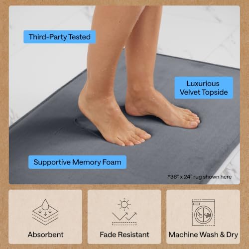 GORILLA GRIP® Memory Foam Bath Rug for Bathroom, 30x20 Graphite Gray - Image 5