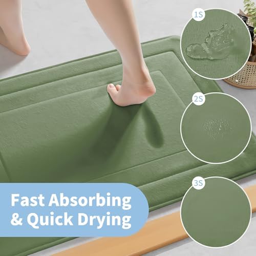 Cupic Cupid Memory Foam Bath Mat 24"×36", Non Slip Bathroom Rugs，Sage Green - Image 4