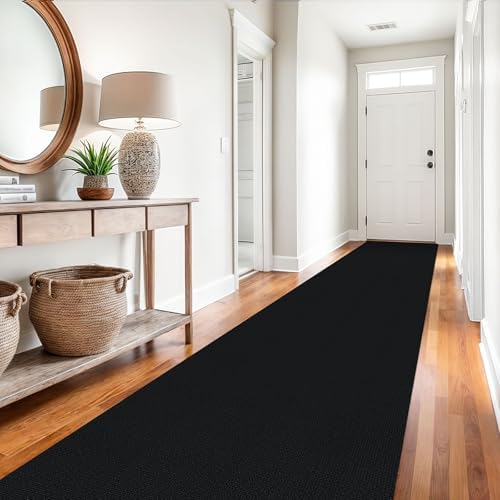 EARTHALL Washable Runner Rug, Non Slip Hall Runner, 3x14 Ft, Black Heather - Image 5