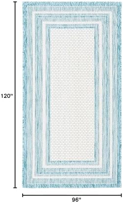 SAFAVIEH Courtyard Outdoor Area Rug 8x11, Ivory & Aqua CY8475-53612 - Image 2