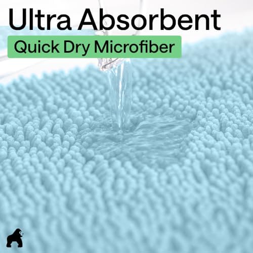 GORILLA GRIP Bathroom Area Rug Sets 2 Piece, Soft Chenille, 30x20 Sky Blue - Image 6