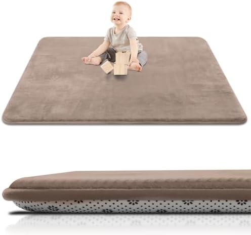 SEPARO Thick Baby Play Mat for Floor,50x50 Playpen Mat,Safe,Non-Slip,Brown by Separo