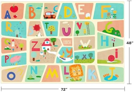 4x6 Preschool Kids Alphabet Rug – Washable ABC Learning Carpet for Toddlers, Educational Playroom Carpet with Fun Letters & Illustrations, Soft Nursery Rug for Reading, Craft, or Floor Play - Image 2