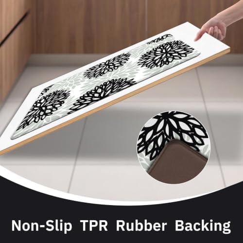 Kitchen Mats Set of 2 Cushioned Anti Fatigue Kitchen Rugs Non Slip Waterproof Runner Memory Foam Kitchen Floor Mat Comfort Standing Mat for Sink, Office, Laundry, Black Gray - Image 5