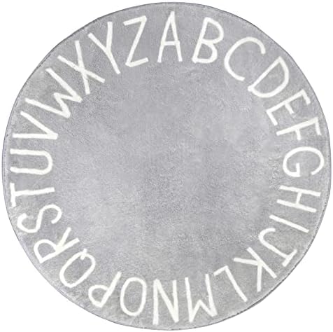 Topotdor Round ABC Area Rug,40 Inch Soft Floor Carpet,Grey by Topotdor