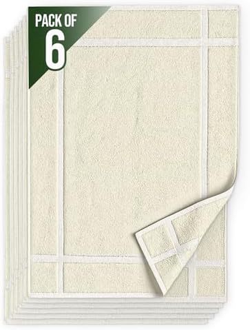 Pearl Linens 6 Pack Cotton Bath Mats for Bathroom, 20" X 30", Ivory by PearlLinens
