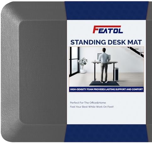 FEATOL Anti Fatigue Mat for Standing Desk & Kitchen Floor, 9/10 Extra Thick by FEATOL
