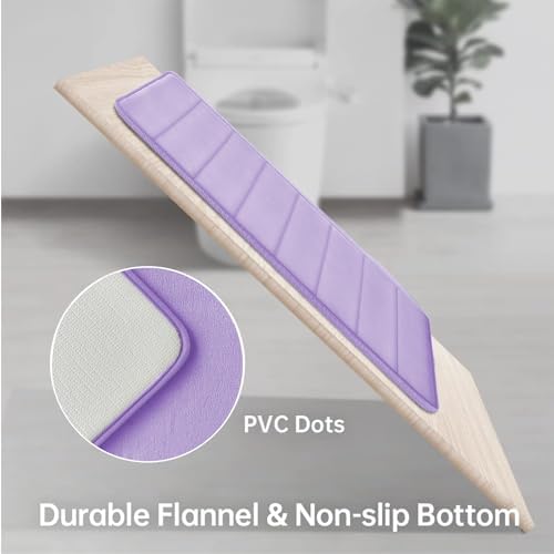 RUN HELIX Lavender Bathroom Rug Set 3 Pieces Ultra Soft, Striped Non Slip Memory Foam Toilet Mat, Absorbent Plush Shaggy Bath Mats for Bathroom, Bedroom, Kitchen - Image 4