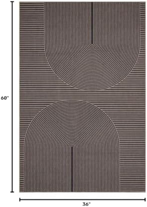 Non-Slip Jute Rug for Entryway: 3x5 Outdoor Mat - Black Curve Pattern - Image 2