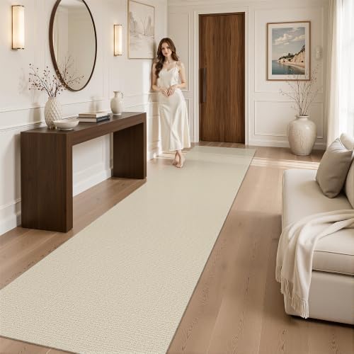 Valenrug 2x10 Runner Rug Non Slip, High-Low Pile Hallway Runners, Beige - Image 3