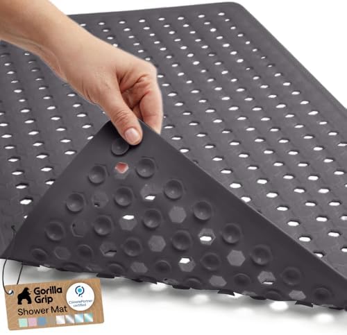 GORILLA GRIP Bath Tub Shower Mat, Bathtub Floor Liner, 35x16 Charcoal by GorillaGrip