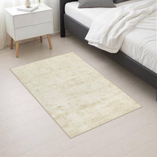 2x3 Washable Entryway Rug: Modern Abstract Indoor Soft Carpet Beige - Image 5