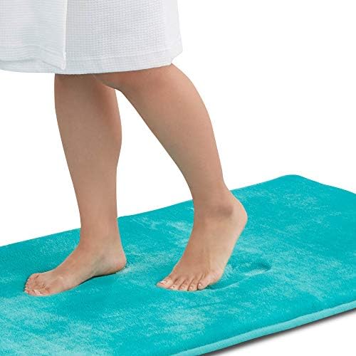 Memory Foam Bath Mat Non Slip Absorbent Super Cozy Velvet Bathroom Rug Carpet (24 inches X 48 inches, Teal) by Genteele