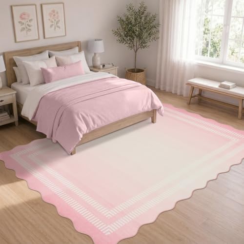 Washable Rugs 5x7, Non Slip Ombre Light Pink Rug for Bedroom Girls - Image 6