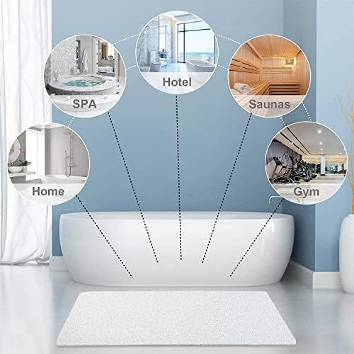 godehone Shower Mats Non Slip Without Suction Cups, PVC Loofah Bathroom Mats, Loofah Mats for Shower and Bathroom, Quick Drying, 23.6× 47.2 Inch, White - Image 6