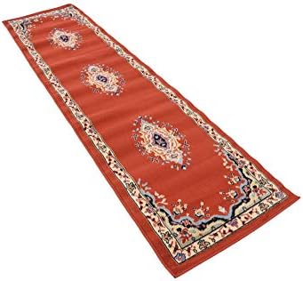 Unique Loom Reza Collection Traditional Persian Style Area Rug, 2 ft 2 in x 8 ft 2 in, Terracotta/Ivory - Image 4