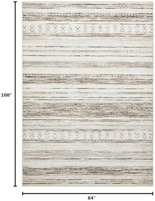 Tortania Area Rug Living Room Rugs - 7x9 Washable Large Soft Neutral Boho Moroccan Bohemian Farmhouse Rug Indoor Floor Carpet for Bedroom Under Dining Table Home Office Decor - Beige - Image 2