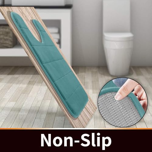 Yimobra Memory Foam Toilet Bath Mat U-Shaped, Commode Contour Rug, Soft and Comfortable, Super Water Absorption, Non-Slip, Thick, Machine Wash and Easier to Dry for Bathroom, 24 X 24, Teal - Image 4