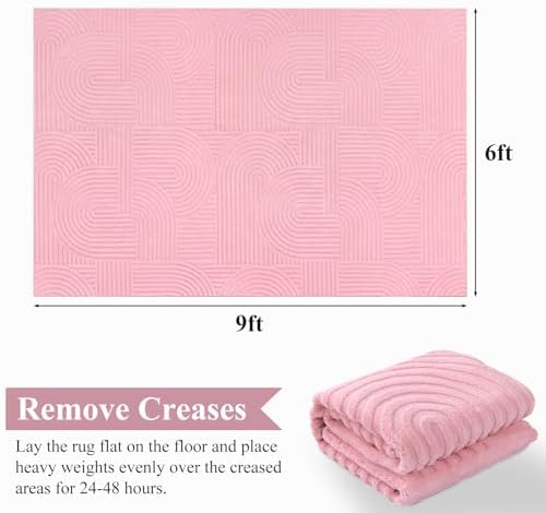 Pauwer 6x9 Area Rugs for Living Room, Modern Non Slip Washable Rug, Pink - Image 2