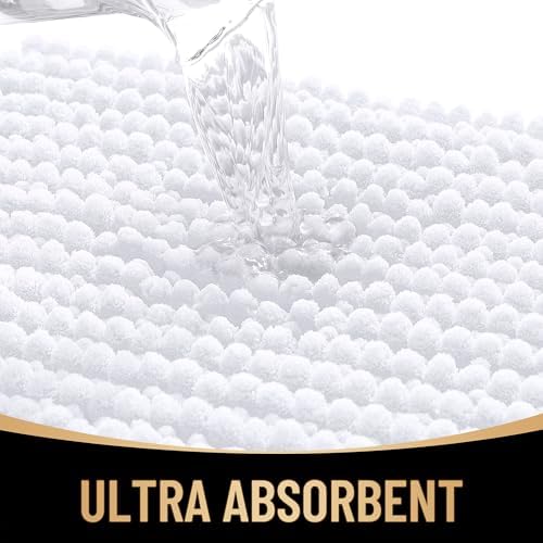 OLANLY Thick Chenille Small Bathroom Rugs 24x16, Absorbent Bath Mat, White - Image 3