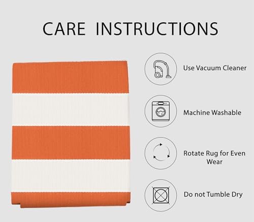 IOHOUZE Fall Striped Outdoor Door Mat 27.5x43, Washable, Orange White - Image 5