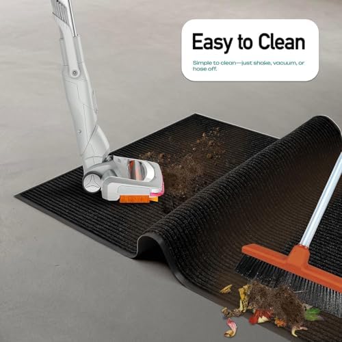 Durable Rubber Door Mat - Heavy Duty, Indoor/Outdoor, Easy Clean, Waterproof, Low-Profile Mat for Entry, Patio, Garage - Stylish (Black, 2' x3' Feet) - Image 4