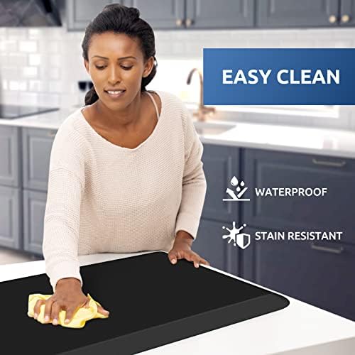 KitchenClouds Kitchen Mat Cushioned Anti Fatigue Kitchen Rug 0.8inch Water Resistant Non Slip Kitchen Rugs and Mats Standing Desk Mat Comfort Floor Mats for Kitchen Sink Office (17.3"x60",Black) - Image 3