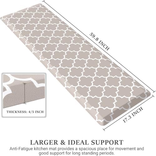 WISELIFE Anti Fatigue Mats for Kitchen Floor, 17.3"x 60", 4/5 Inch, Khaki - Image 2