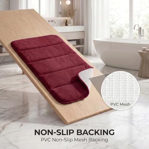 Bathroom Rugs Set 3 Piece, Memory Foam Bath Rugs, Non Slip Washable Bathroom Rug Set, Extra Soft Absorbent Bath Mats with U-Shaped Toilet Rug, Burgundy - Image 5